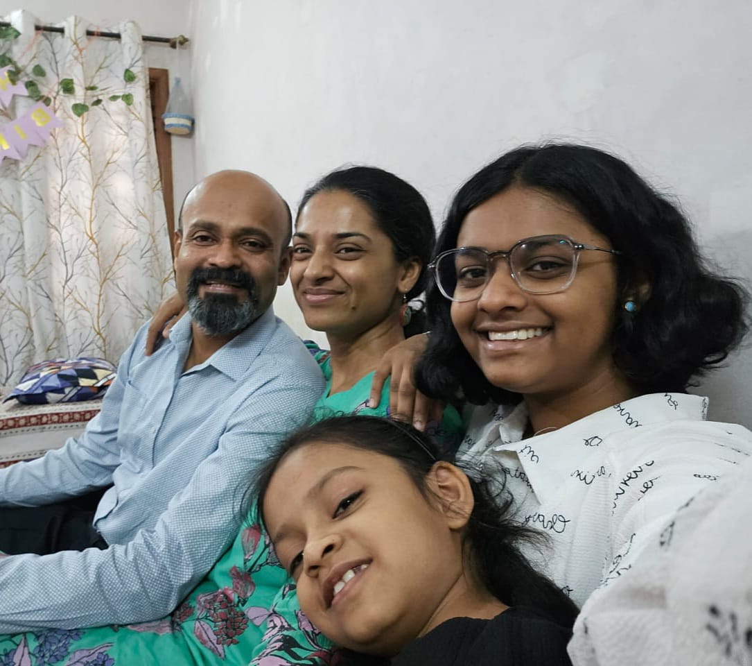 Blasius and Lorna with their daughters Aurelle and Erica